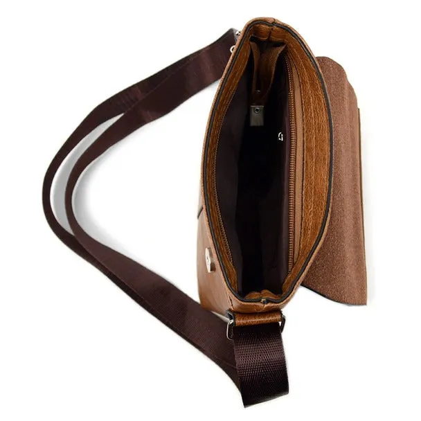 PU Leather Brown Small Crossbody Messenger Bag