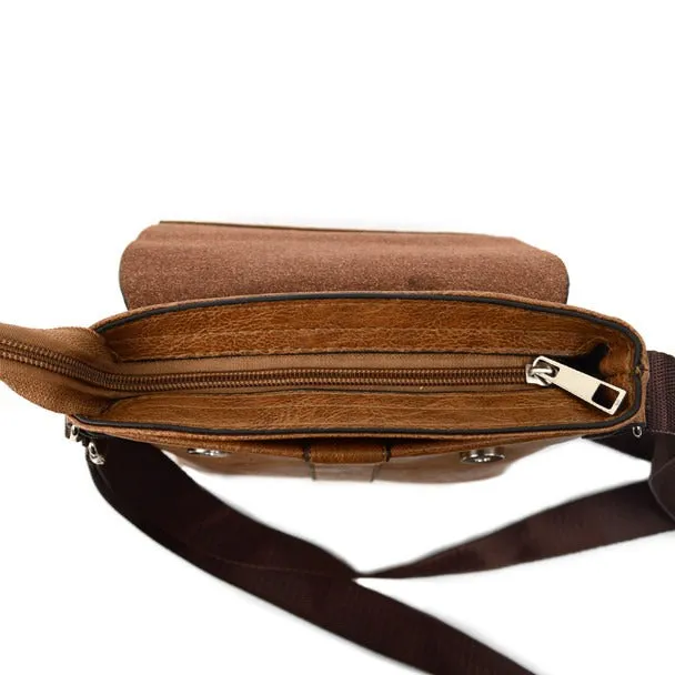 PU Leather Brown Small Crossbody Messenger Bag