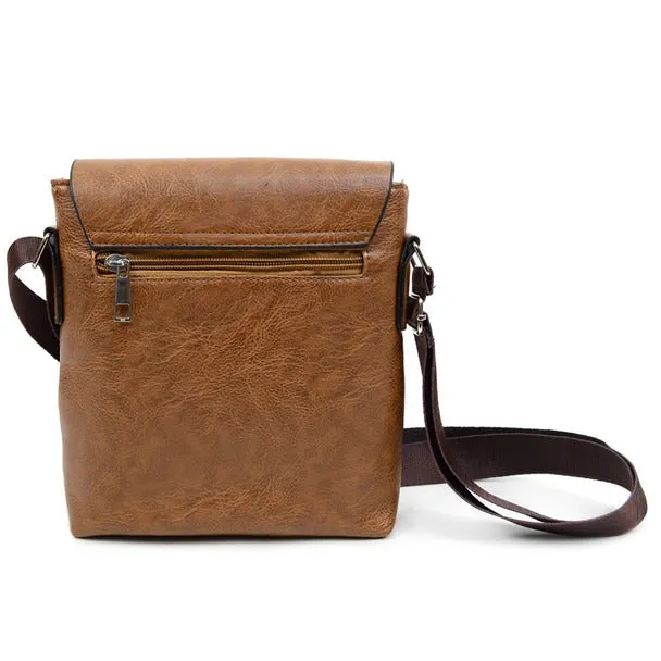 PU Leather Brown Small Crossbody Messenger Bag