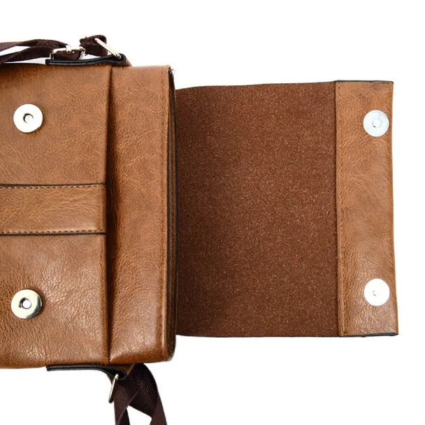 PU Leather Brown Small Crossbody Messenger Bag