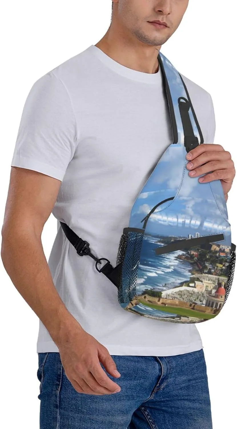 Puerto Rico Flag Crossbody Bag Puerto Rico Shoulder Bag Puerto Backpack Sling Bag Chest Casual Daypack