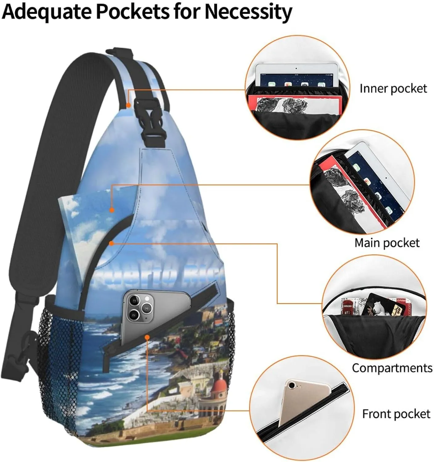 Puerto Rico Flag Crossbody Bag Puerto Rico Shoulder Bag Puerto Backpack Sling Bag Chest Casual Daypack
