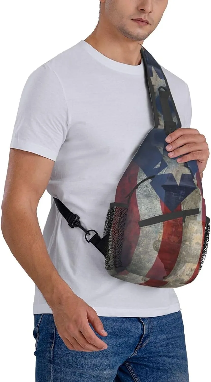 Puerto Rico Flag Crossbody Bag Puerto Rico Shoulder Bag Puerto Backpack Sling Bag Chest Casual Daypack