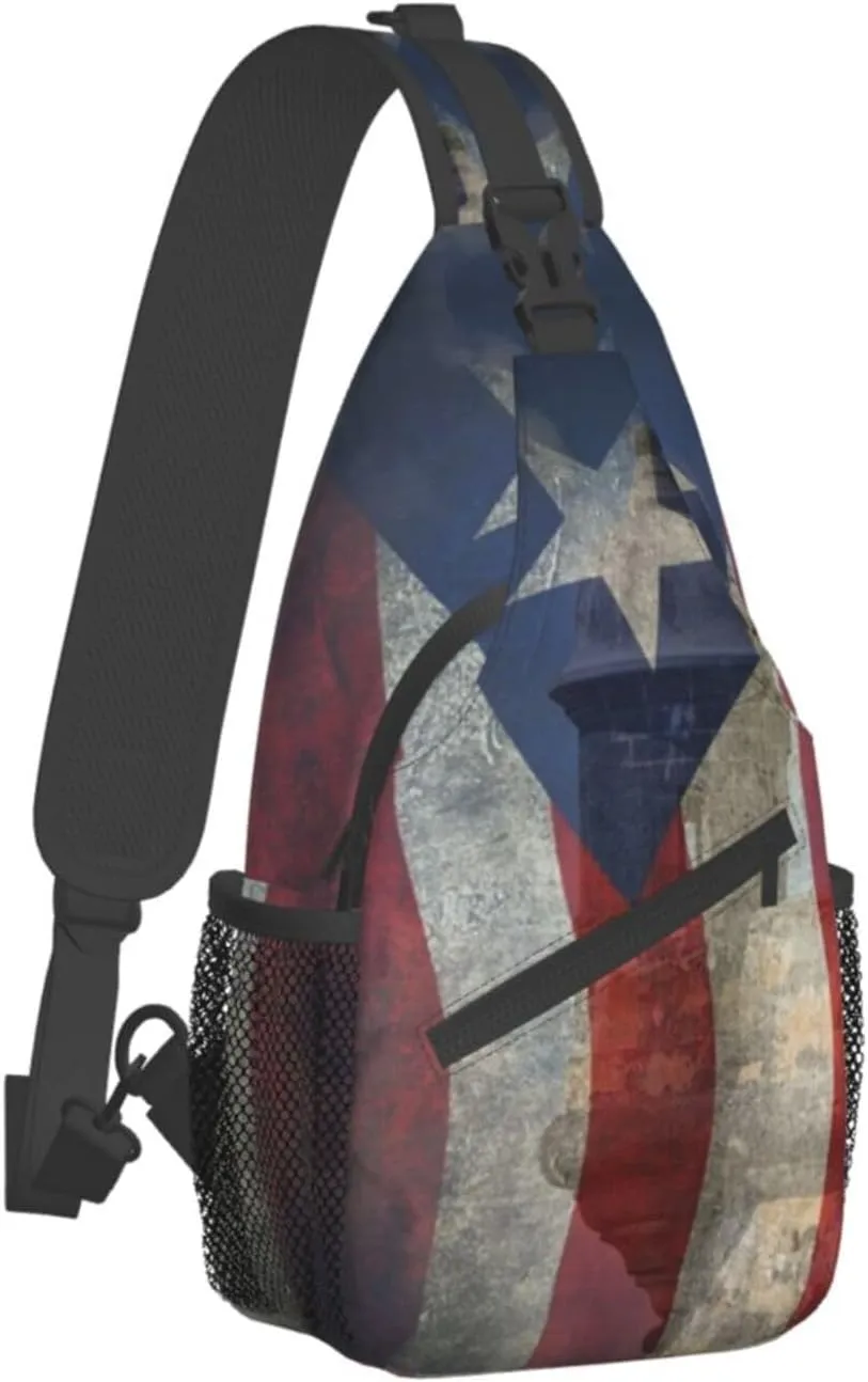 Puerto Rico Flag Crossbody Bag Puerto Rico Shoulder Bag Puerto Backpack Sling Bag Chest Casual Daypack