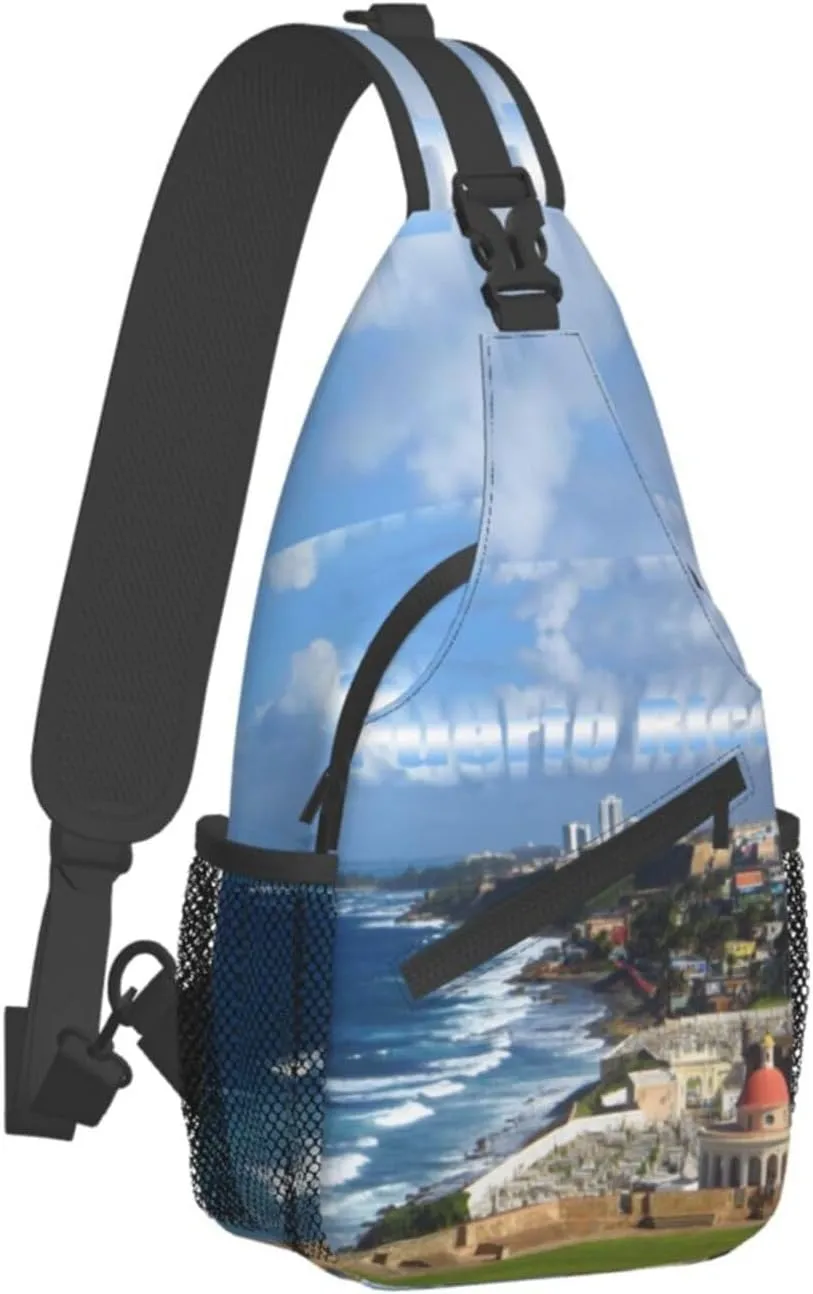 Puerto Rico Flag Crossbody Bag Puerto Rico Shoulder Bag Puerto Backpack Sling Bag Chest Casual Daypack