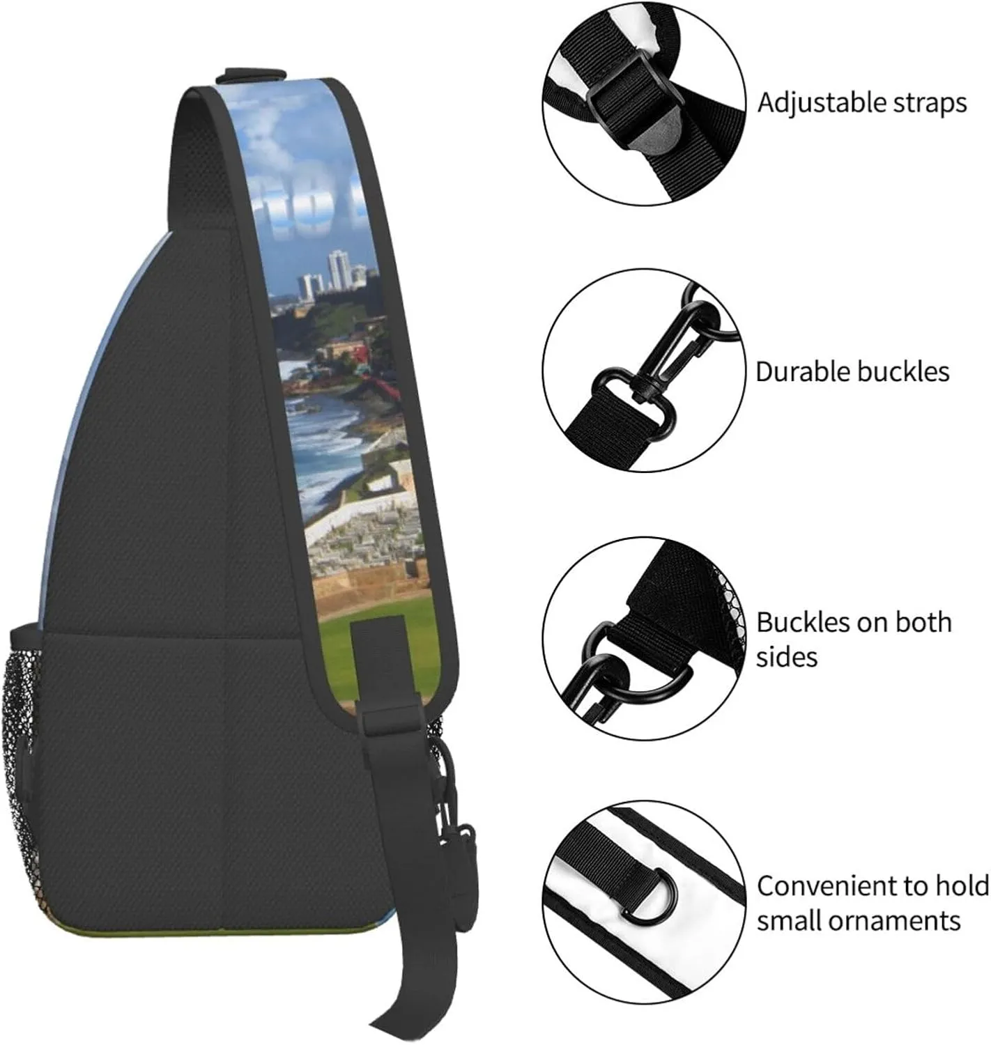 Puerto Rico Flag Crossbody Bag Puerto Rico Shoulder Bag Puerto Backpack Sling Bag Chest Casual Daypack