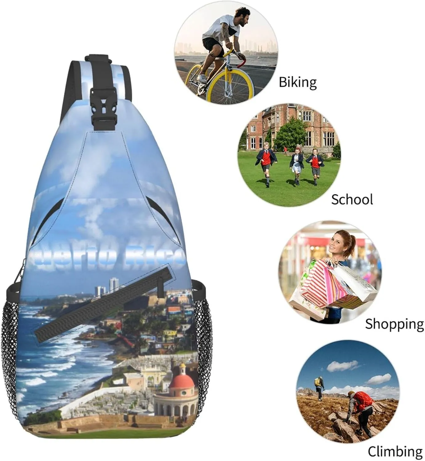 Puerto Rico Flag Crossbody Bag Puerto Rico Shoulder Bag Puerto Backpack Sling Bag Chest Casual Daypack