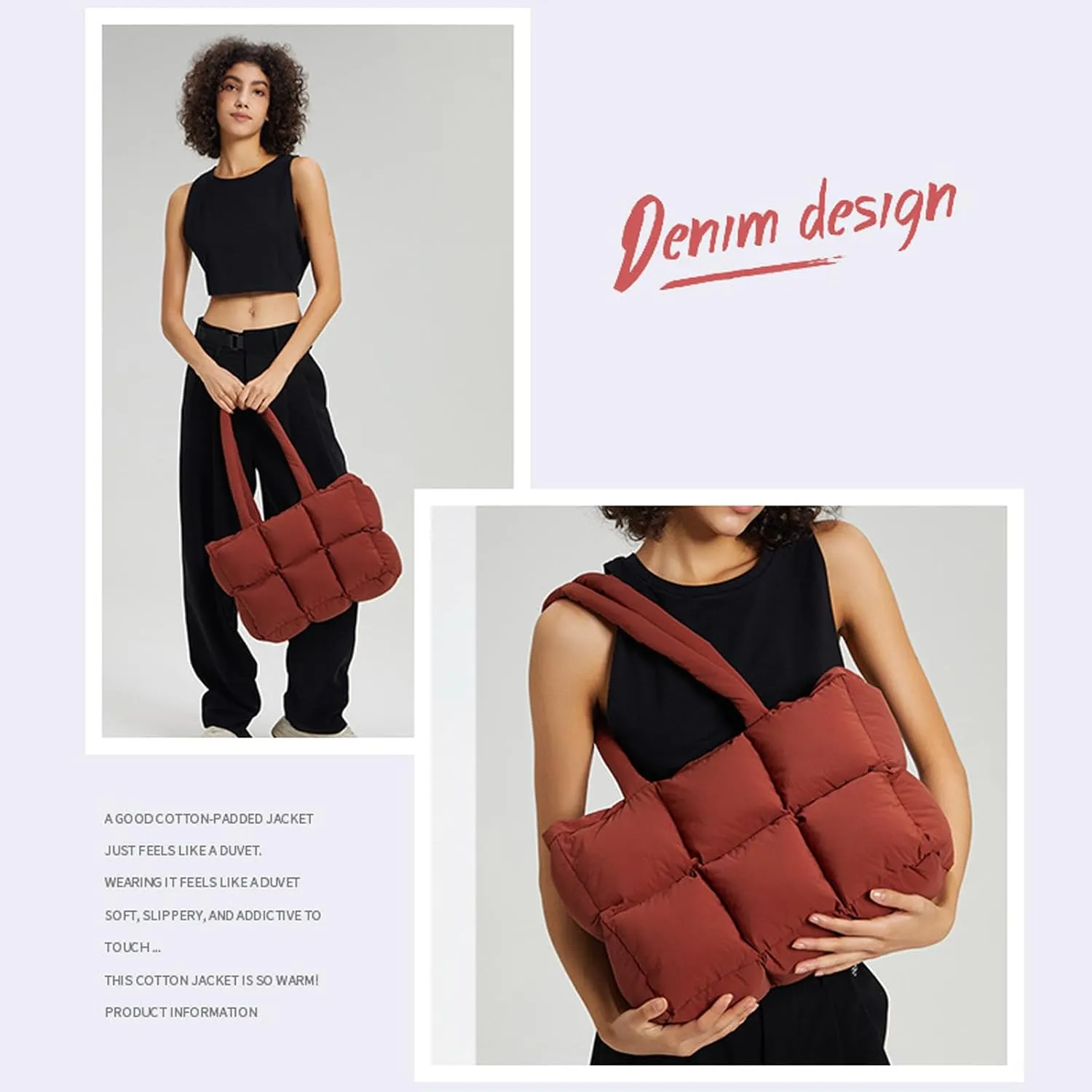 Puffer Tote Bag for Women, Cute Trendy Puffy Tote Bag, Lightweight Puffer Purse, Winter Padded Shoulder Handbag