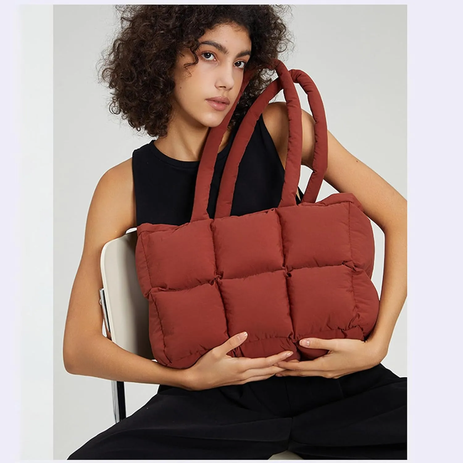 Puffer Tote Bag for Women, Cute Trendy Puffy Tote Bag, Lightweight Puffer Purse, Winter Padded Shoulder Handbag