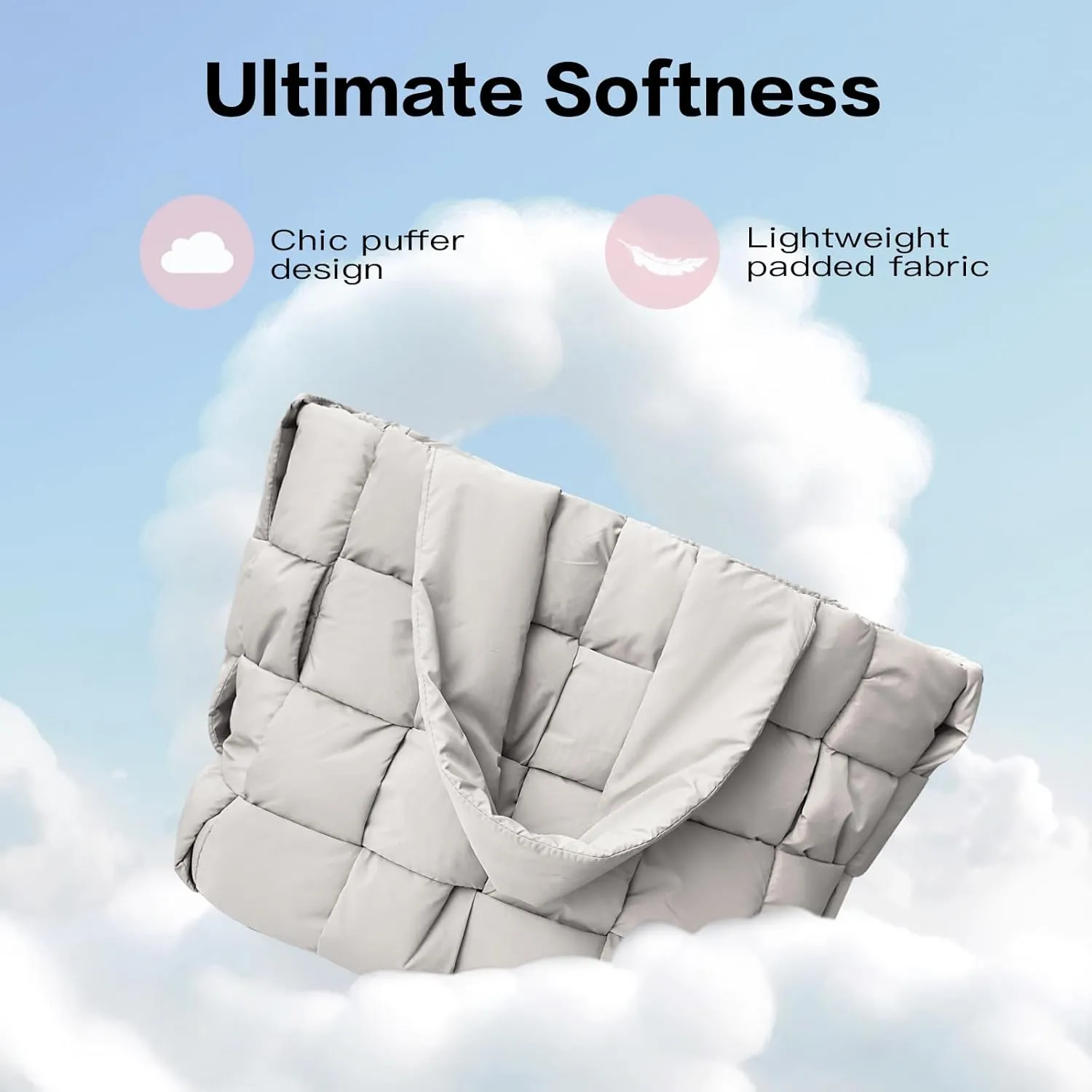 Puffer Tote Bag Quilted Tote Bags for Women Lightweight Down Handbag Large Puffy Tote Bag,Purse for Work Travel Shop