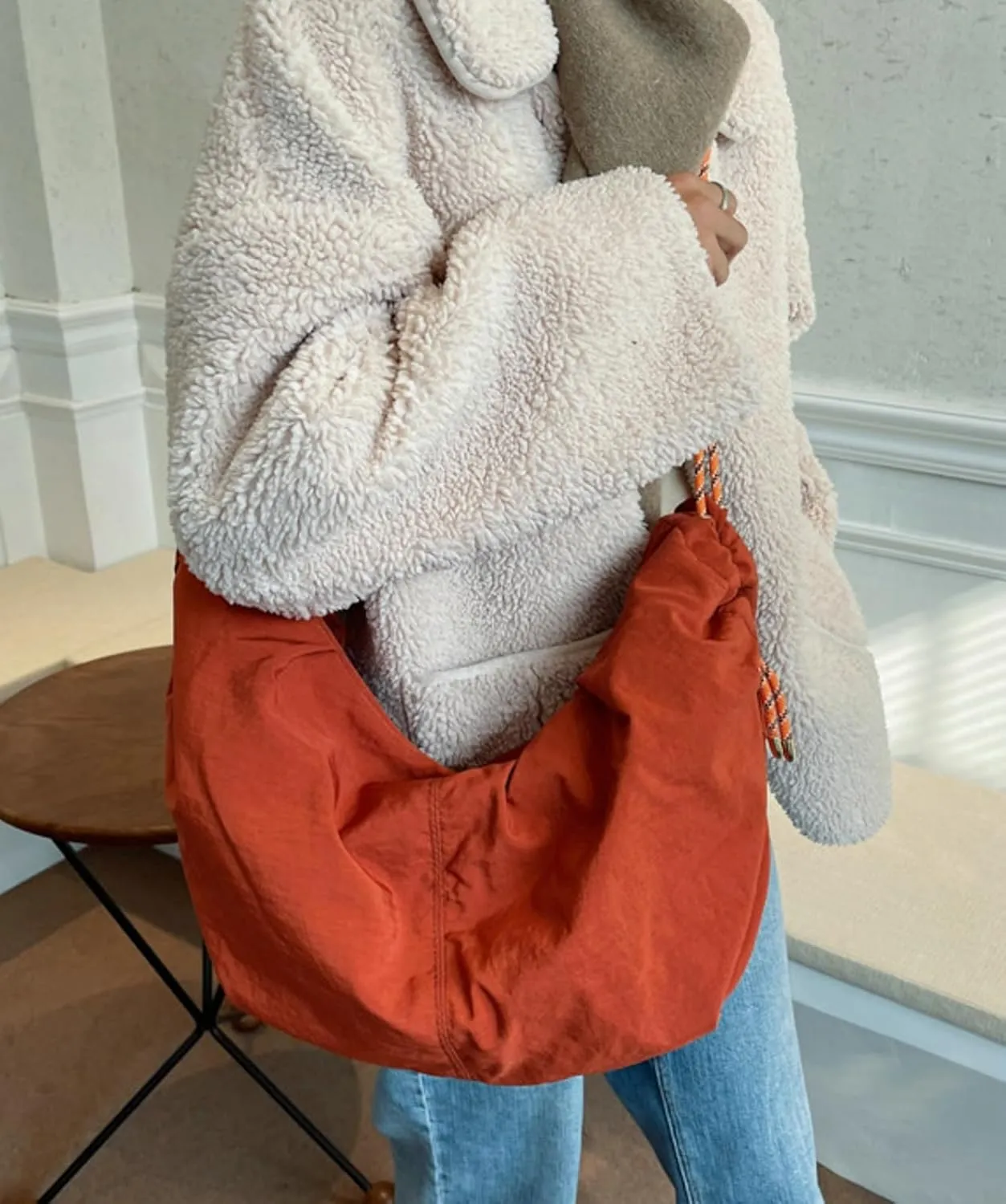 Puffy Tote Bag Unisex Cross Body Nylon Crescent Shoulder Purse Carry On Bag Travel Work Gym Handbag Winter