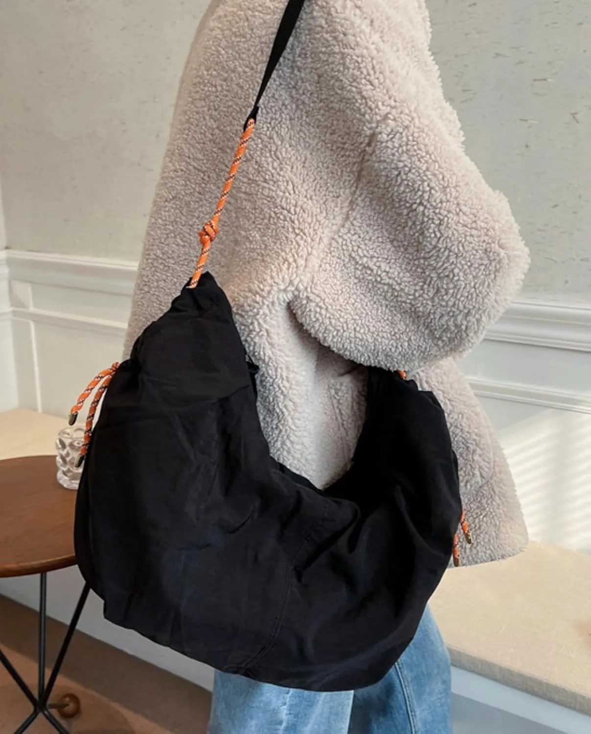 Puffy Tote Bag Unisex Cross Body Nylon Crescent Shoulder Purse Carry On Bag Travel Work Gym Handbag Winter