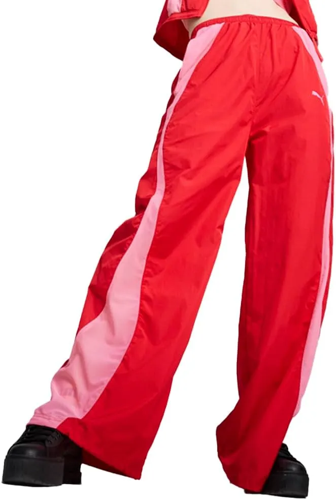 PUMA Womens Dare to Woven Parachute High Waisted Pants Casual - Red - Size M