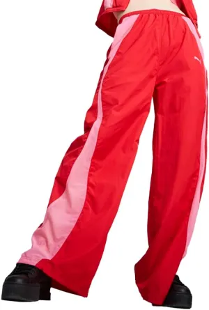 PUMA Womens Dare to Woven Parachute High Waisted Pants Casual - Red - Size M