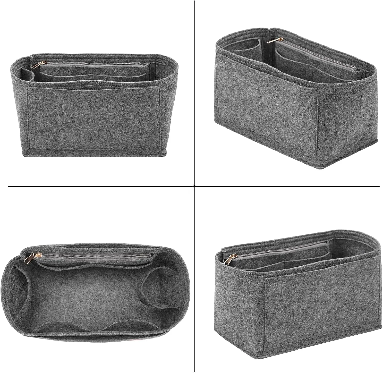 Purse Inserts for Speedy 25 Organizer,Felt Purse Bag Organizer Insert with zipper Bag Tote Shaper (Grey, Medium)