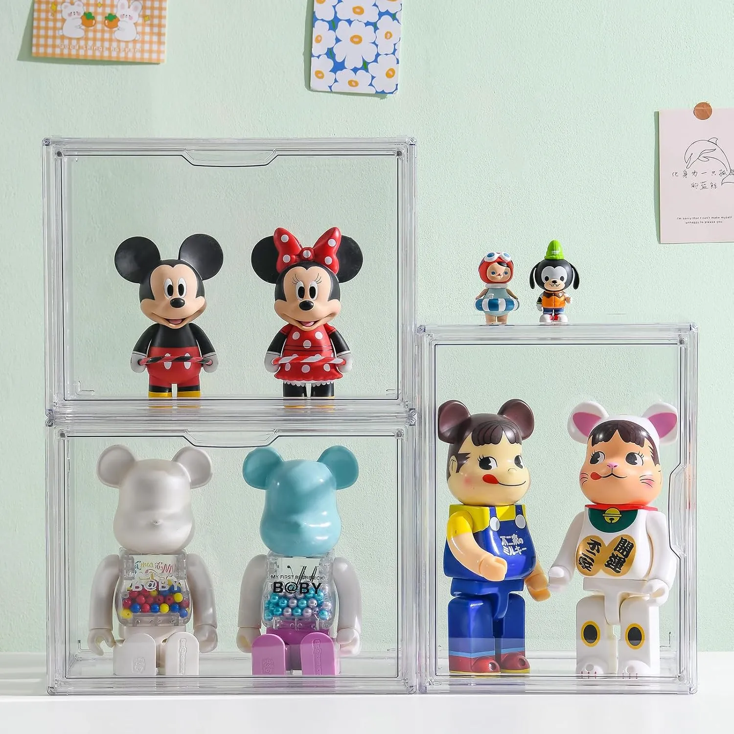 Purse Organizer for Closet, 3 Pack Handbag Storage Organizer, Clear Acrylic Display Case for Collectibles, Stackable Bag Organizer with Magnetic Door for Wallet, Clutch, Figure, Toys