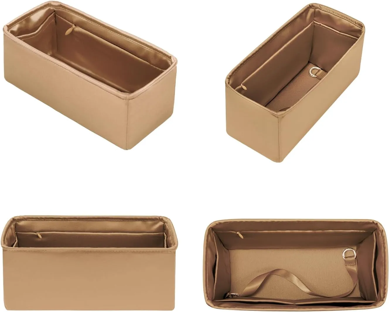 Purse Organizer Insert Compatible with Berkin Bag, Silk Bag Organizer for Berkin 25, Lightweight and Soft Touch (BK25 with Zipper, Champagne)
