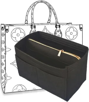 Purse Organizer Insert、Lady Purse Organizer、Handbag divider organizer、 Tote Purse Insert Bag Perfect for Speedy, Neverfull, Handbagand More (Black, XL)
