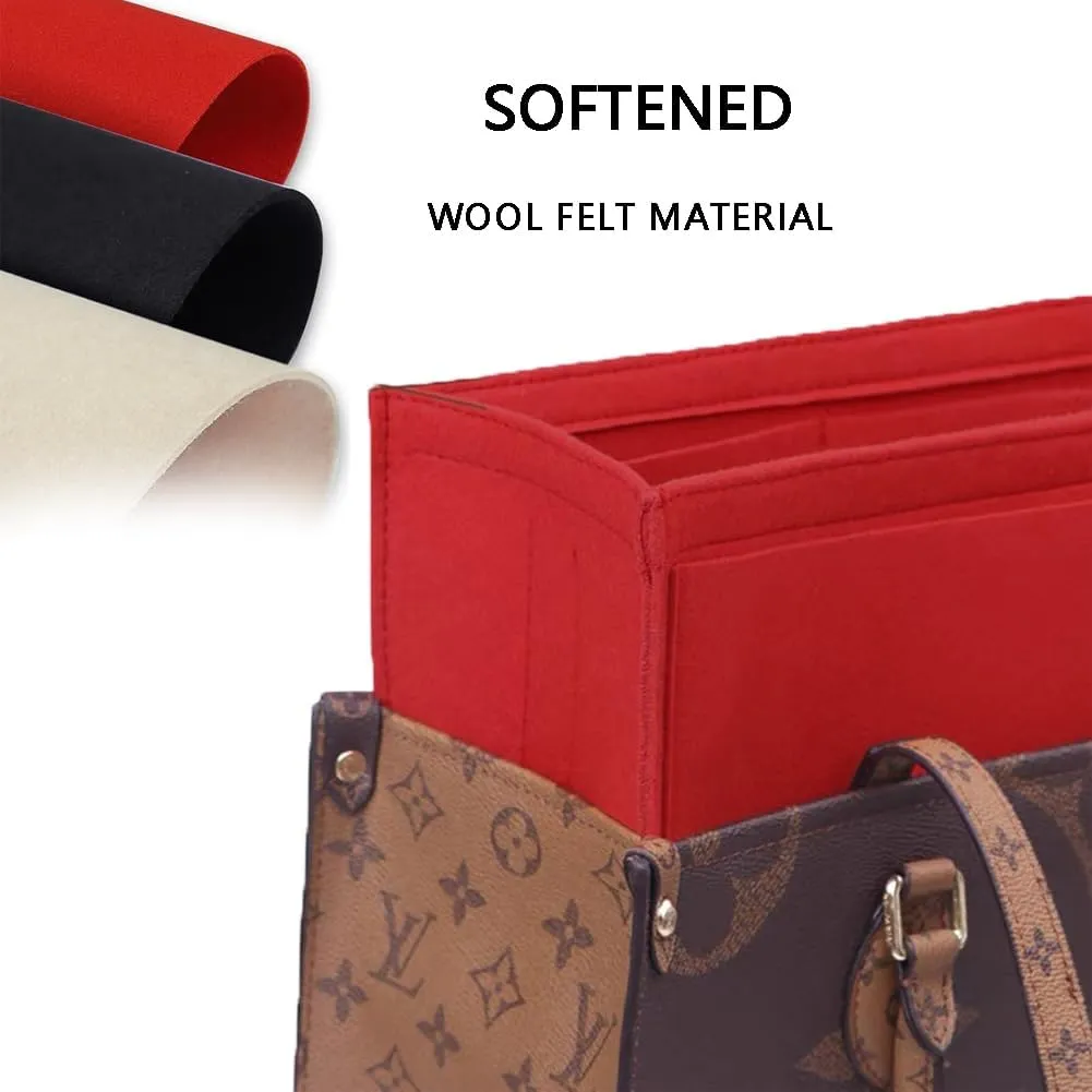 Purse Organizer Insert、Lady Purse Organizer、Handbag divider organizer、 Tote Purse Insert Bag Perfect for Speedy, Neverfull, Handbagand More(Red, XL)