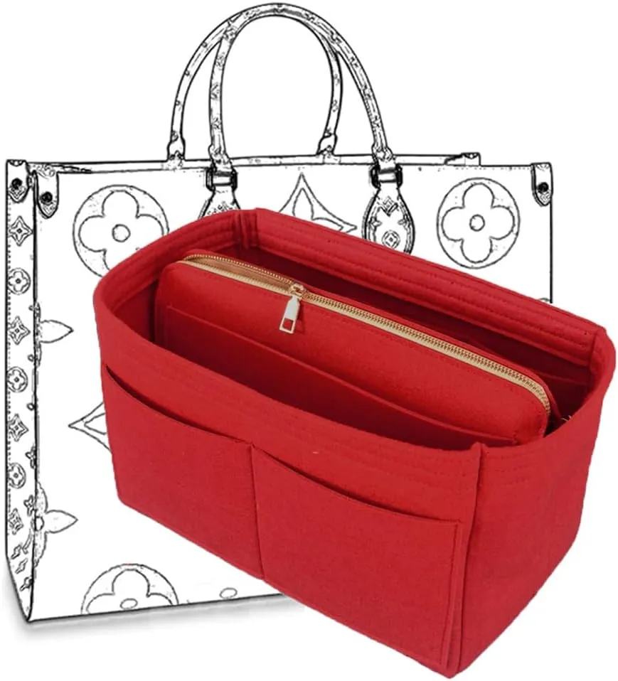 Purse Organizer Insert，Lady Purse Organizer，Handbag divider organize，Tote Purse Insert Bag Perfect for Handbagand More (Red, M)