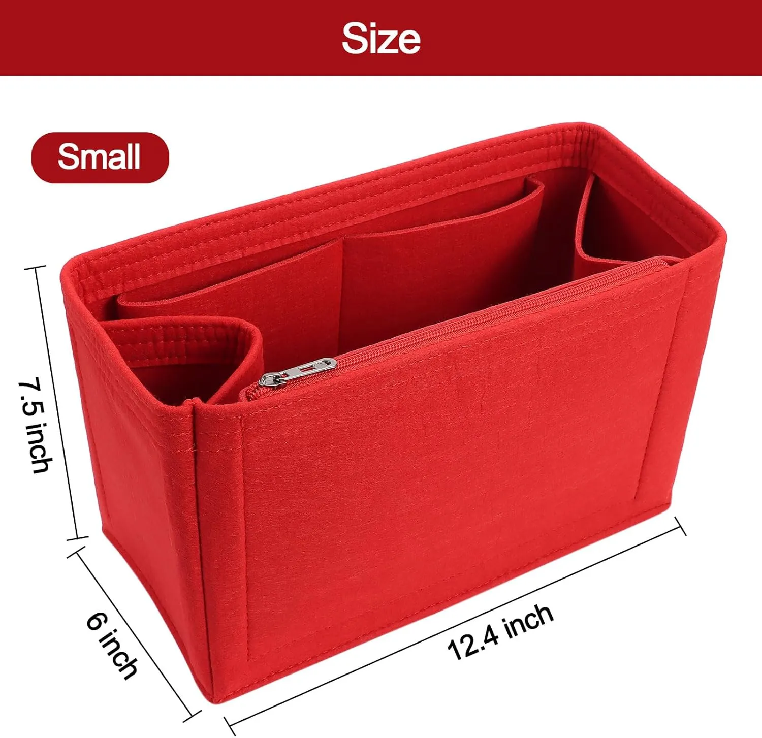 Purse Organizer Inserts, Felt Bag Insert for Bogg Bag, Soft Tote Organizer, Large Capacity Handbag Divider with Pockets, Travel Vacation Storage Accessories (Red, Medium)