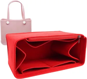 Purse Organizer Inserts, Felt Bag Insert for Bogg Bag, Soft Tote Organizer, Large Capacity Handbag Divider with Pockets, Travel Vacation Storage Accessories (Red, Medium)