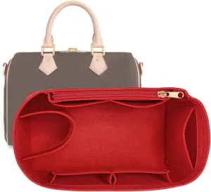 Purse Organizer Inserts for Speedy 30 Felt Purse Inserts HandBag and Tote bag Neverful Organizer Insert (Red,Large)