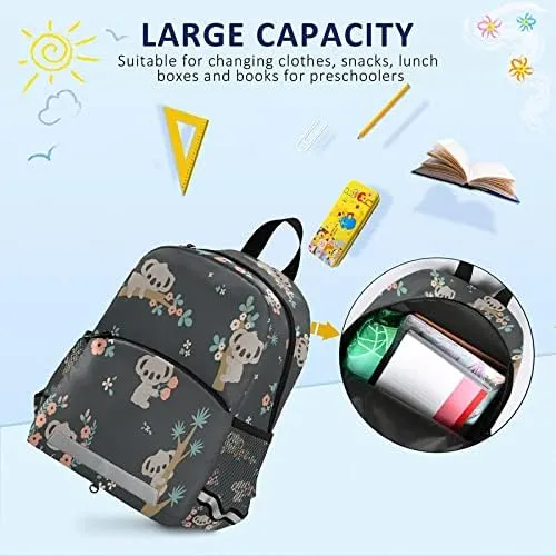 QUGRL Cute Koala Floral Kids Toddler Backpack with Leash Harness Flowers Kindergarten Child Schoolbag Preschool Nursery Baby Travel Bag for Boys Girls 3-8 Years