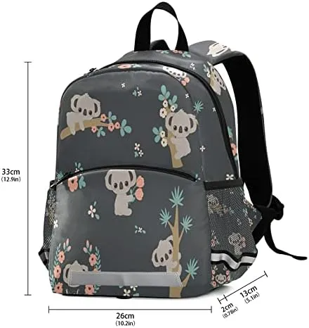 QUGRL Cute Koala Floral Kids Toddler Backpack with Leash Harness Flowers Kindergarten Child Schoolbag Preschool Nursery Baby Travel Bag for Boys Girls 3-8 Years