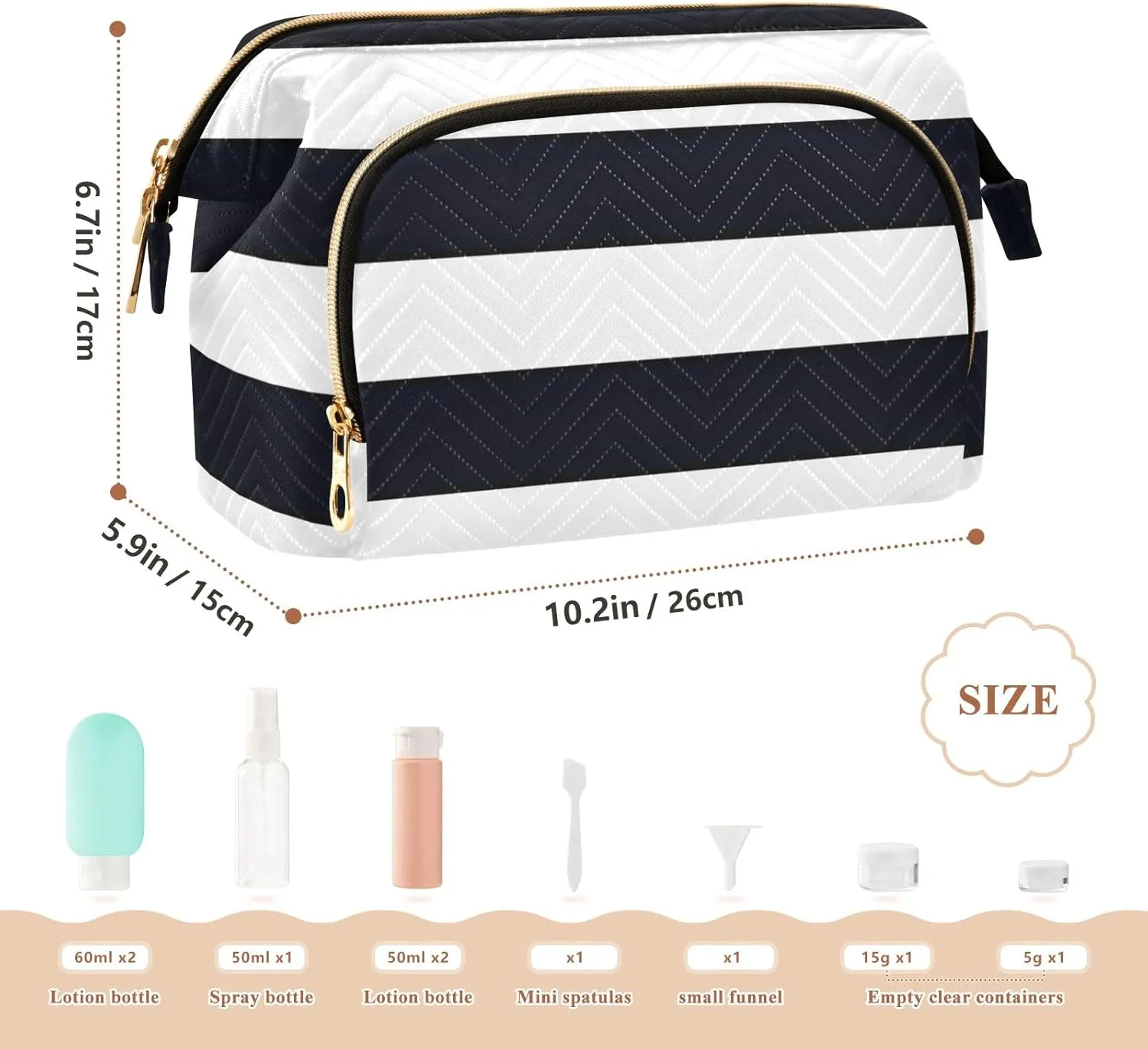 Quilted Cosmetic Bag with 9-Piece Accessory Set, Straight Pride Flag Sexual Identity Travel Cosmetic Organizer Toiletry Bag Travel Makeup Bag Double Layer Makeup Organizer Bag