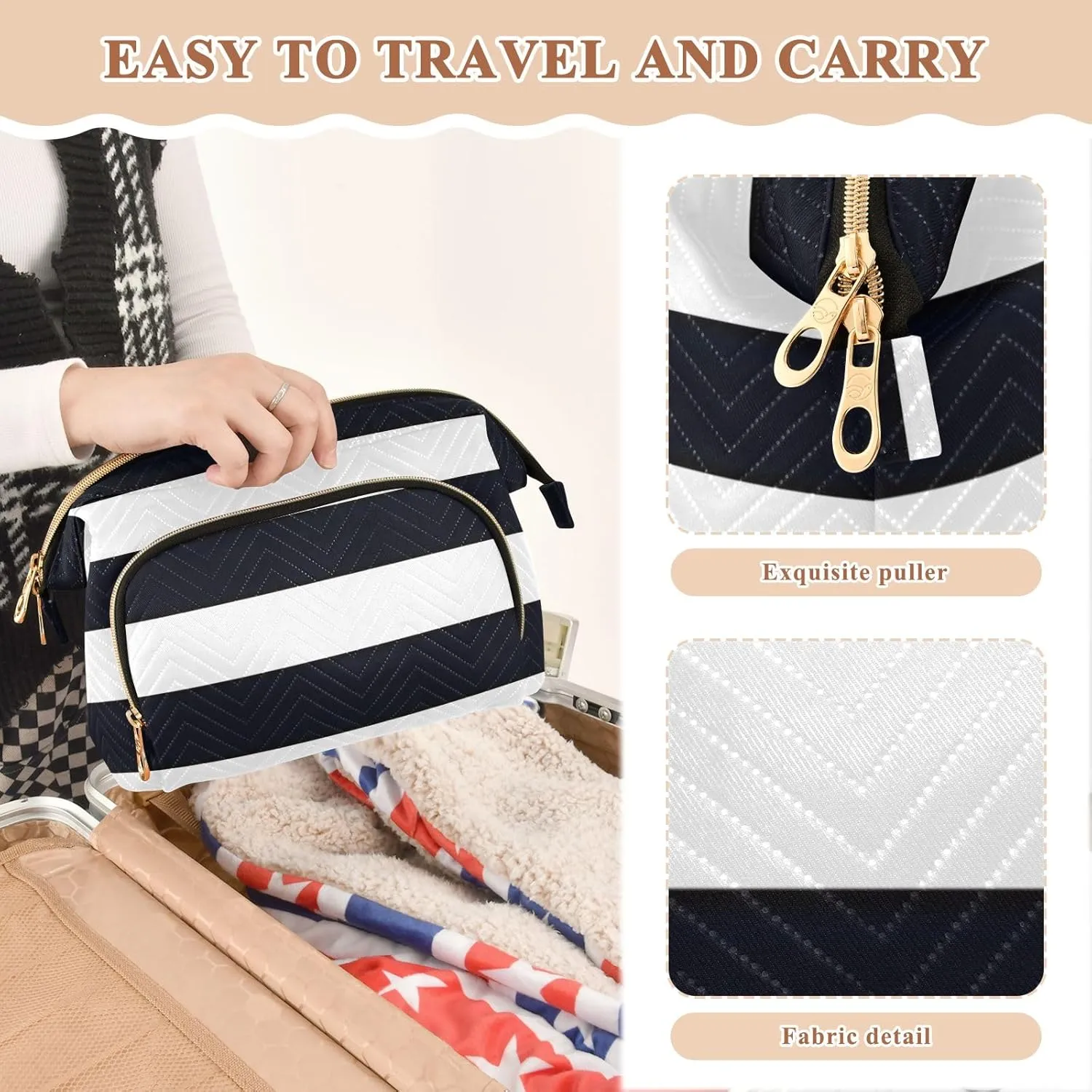 Quilted Cosmetic Bag with 9-Piece Accessory Set, Straight Pride Flag Sexual Identity Travel Cosmetic Organizer Toiletry Bag Travel Makeup Bag Double Layer Makeup Organizer Bag