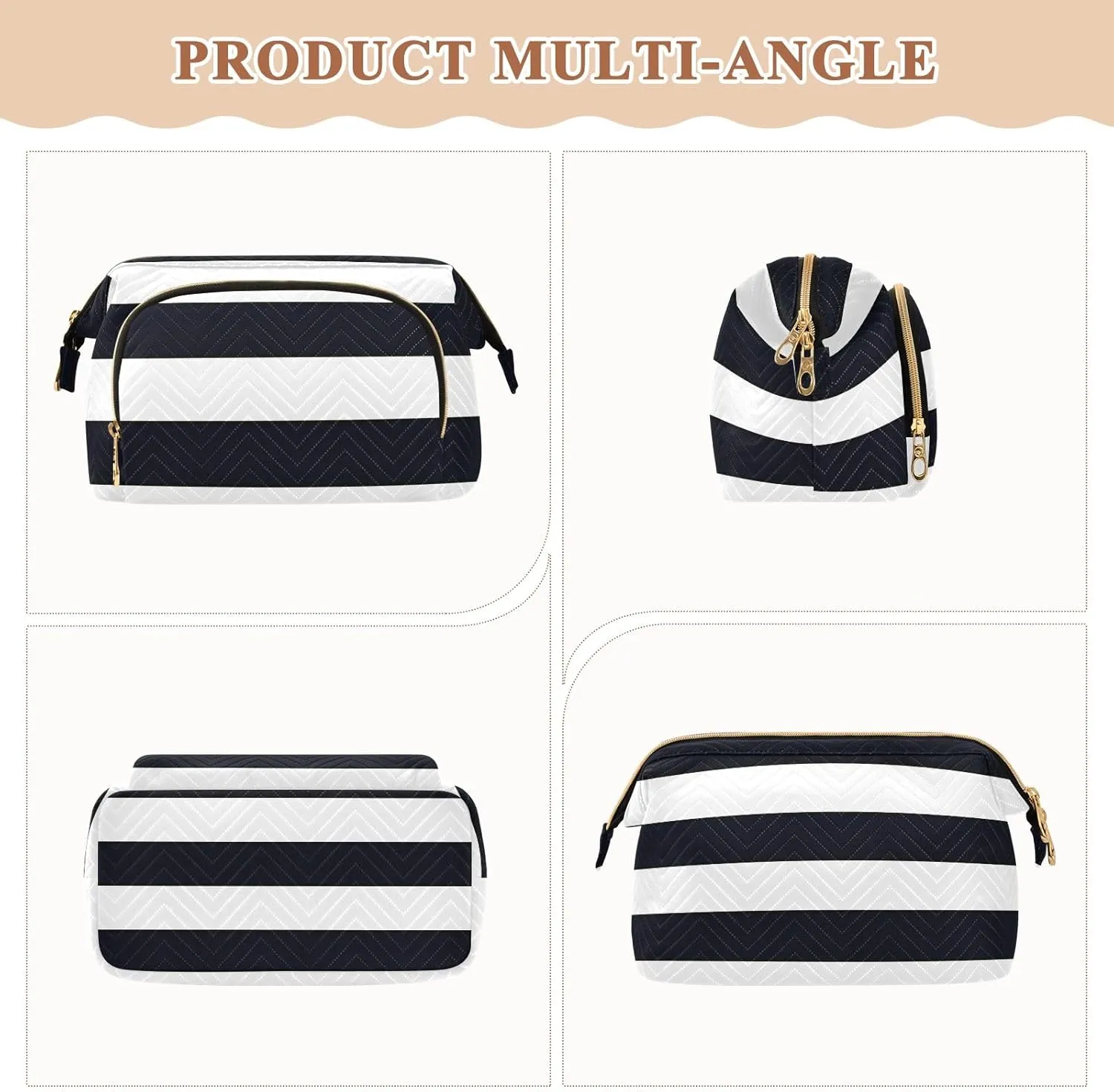 Quilted Cosmetic Bag with 9-Piece Accessory Set, Straight Pride Flag Sexual Identity Travel Cosmetic Organizer Toiletry Bag Travel Makeup Bag Double Layer Makeup Organizer Bag