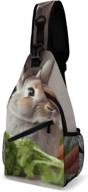 Rabbit Is Eating Vegetables Sling Bag Crossbody Chest Bag Casual Shoulder Backpack Sport Travel Hiking Daypack for Women Men, 38x20cm, Style