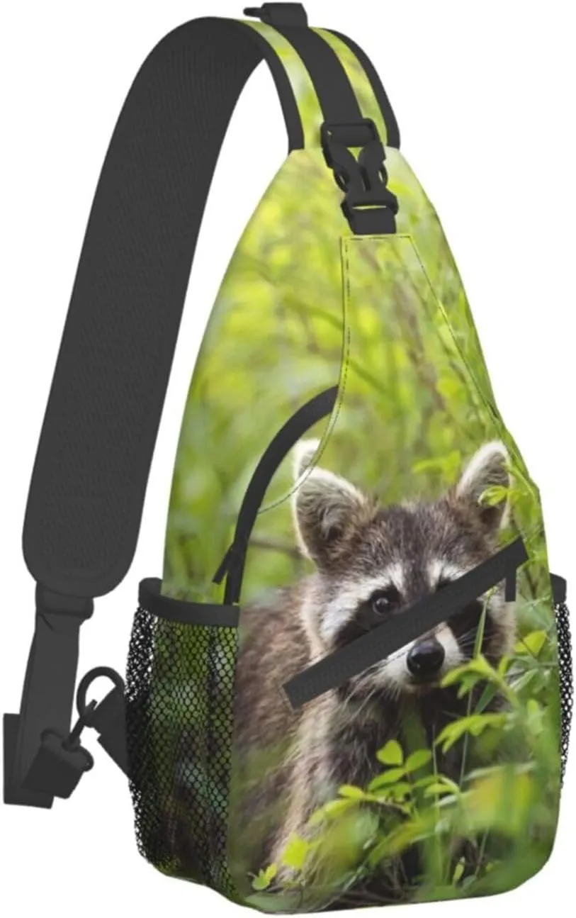 Raccoon Crossbody Bag Animal Shoulder Bag Backpack Cute Sling Bag Chest Casual Daypack for Outdoor