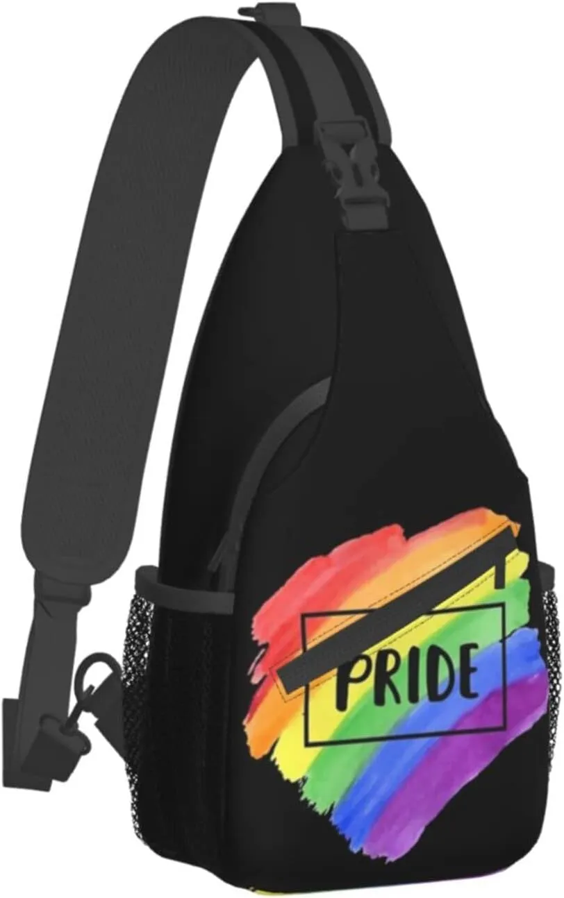 Rainbow LGBT Pride Sling Backpack, Multipurpose Lgbt Crossbody Shoulder Bag Travel Hiking Daypack for Men Women