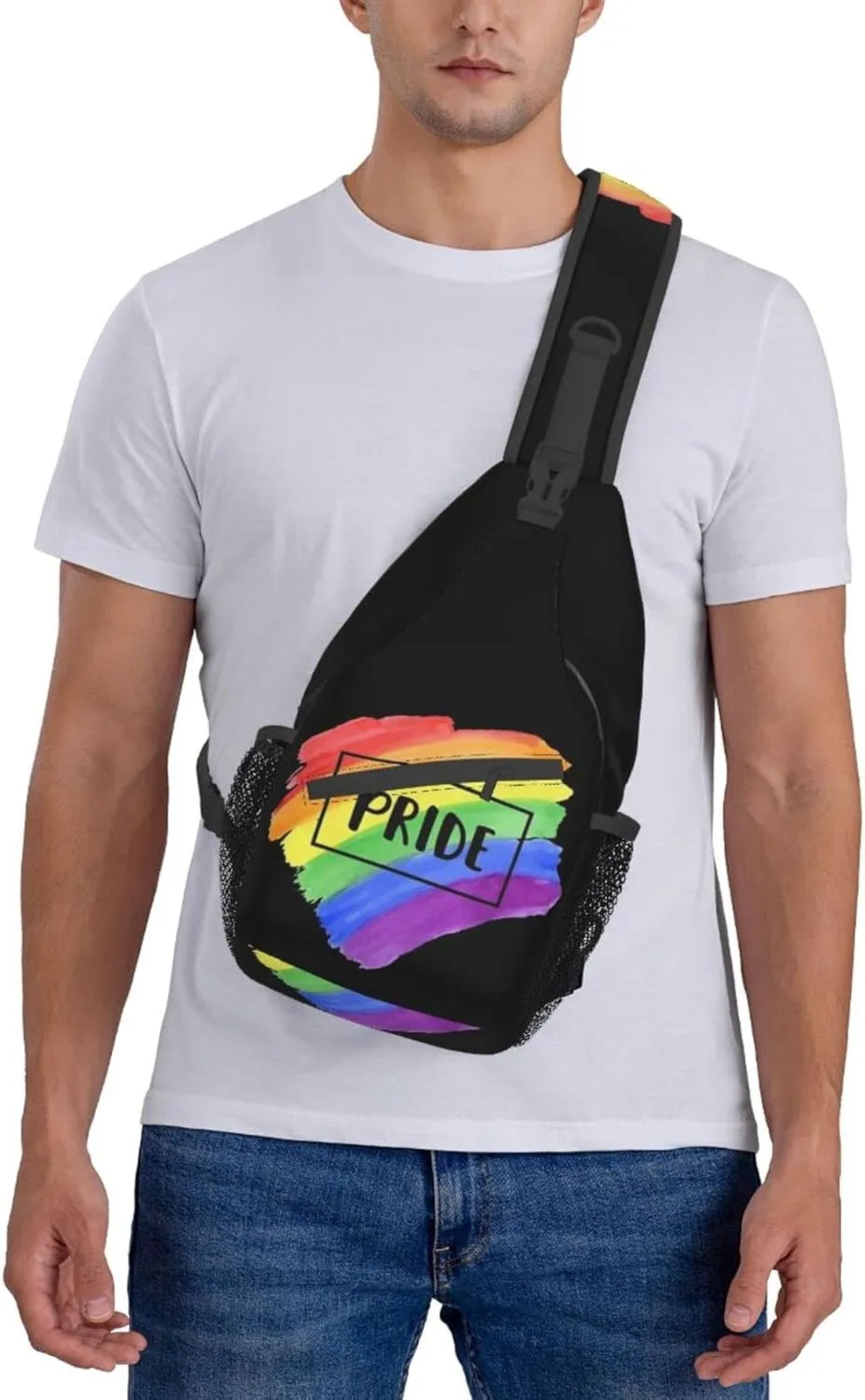 Rainbow LGBT Pride Sling Backpack, Multipurpose Lgbt Crossbody Shoulder Bag Travel Hiking Daypack for Men Women