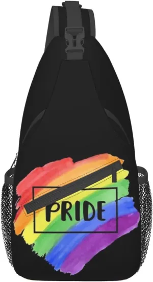 Rainbow LGBT Pride Sling Backpack, Multipurpose Lgbt Crossbody Shoulder Bag Travel Hiking Daypack for Men Women