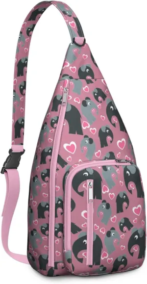 Red Elephant Crossbody Bag Daypack for Women Men Lightweight Waterproof Sling Bag Backpack Hiking Cycling