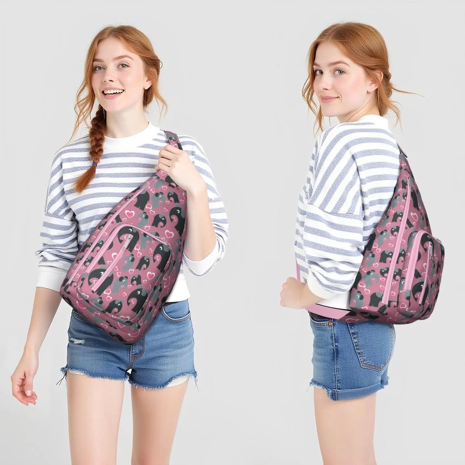 Red Elephant Crossbody Bag Daypack for Women Men Lightweight Waterproof Sling Bag Backpack Hiking Cycling
