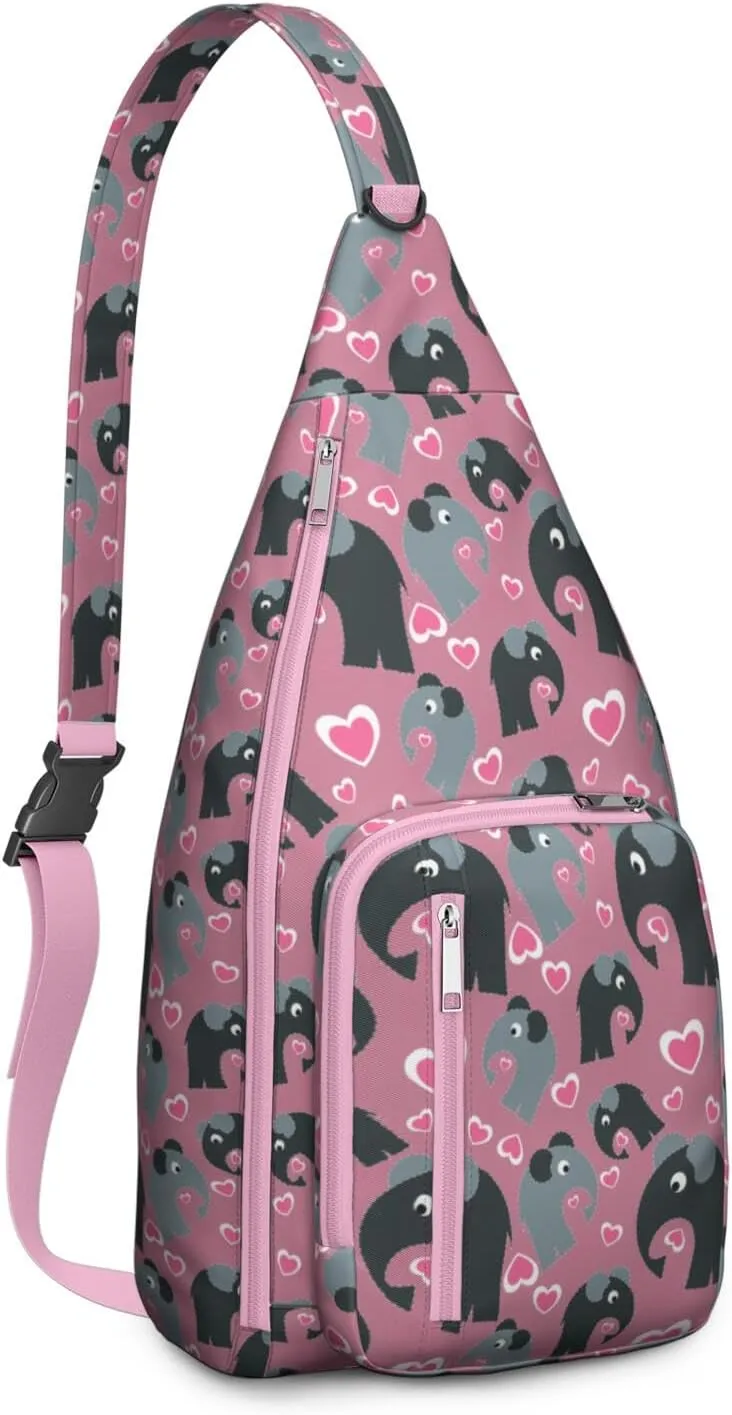 Red Elephant Crossbody Bag Daypack for Women Men Lightweight Waterproof Sling Bag Backpack Hiking Cycling