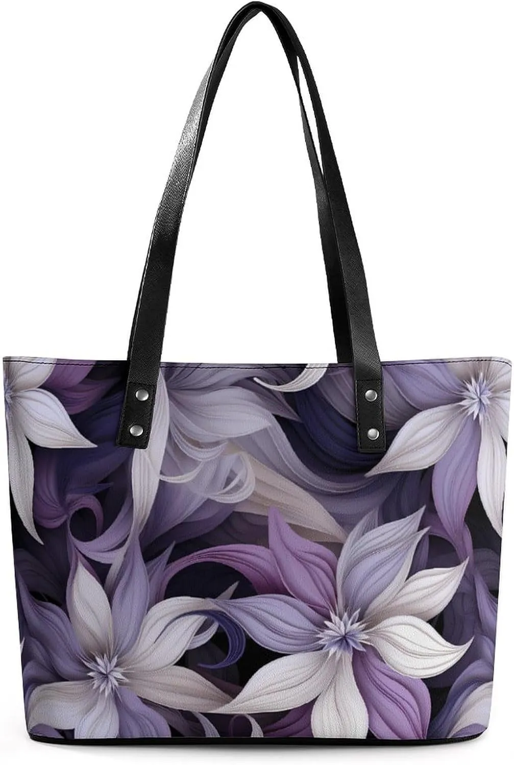 Redbud Purple Flower Plant Women's Tote Bag Leather Purse Shoulder Handbag Portable Shopping Bag for Travel Office