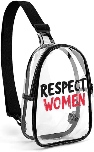 Respect Women Cute Crossbody Sling Bag Unisex Transparent Chest Bag Adjustable Strap Shoulder Bag