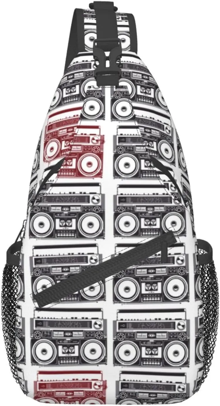 Retro Cassettes Crossbody Bag Recorder Shoulder Bag Backpack Retro Sling Bag Chest Casual Daypack Outdoor