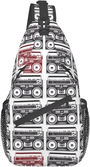 Retro Cassettes Crossbody Bag Recorder Shoulder Bag Backpack Retro Sling Bag Chest Casual Daypack Outdoor