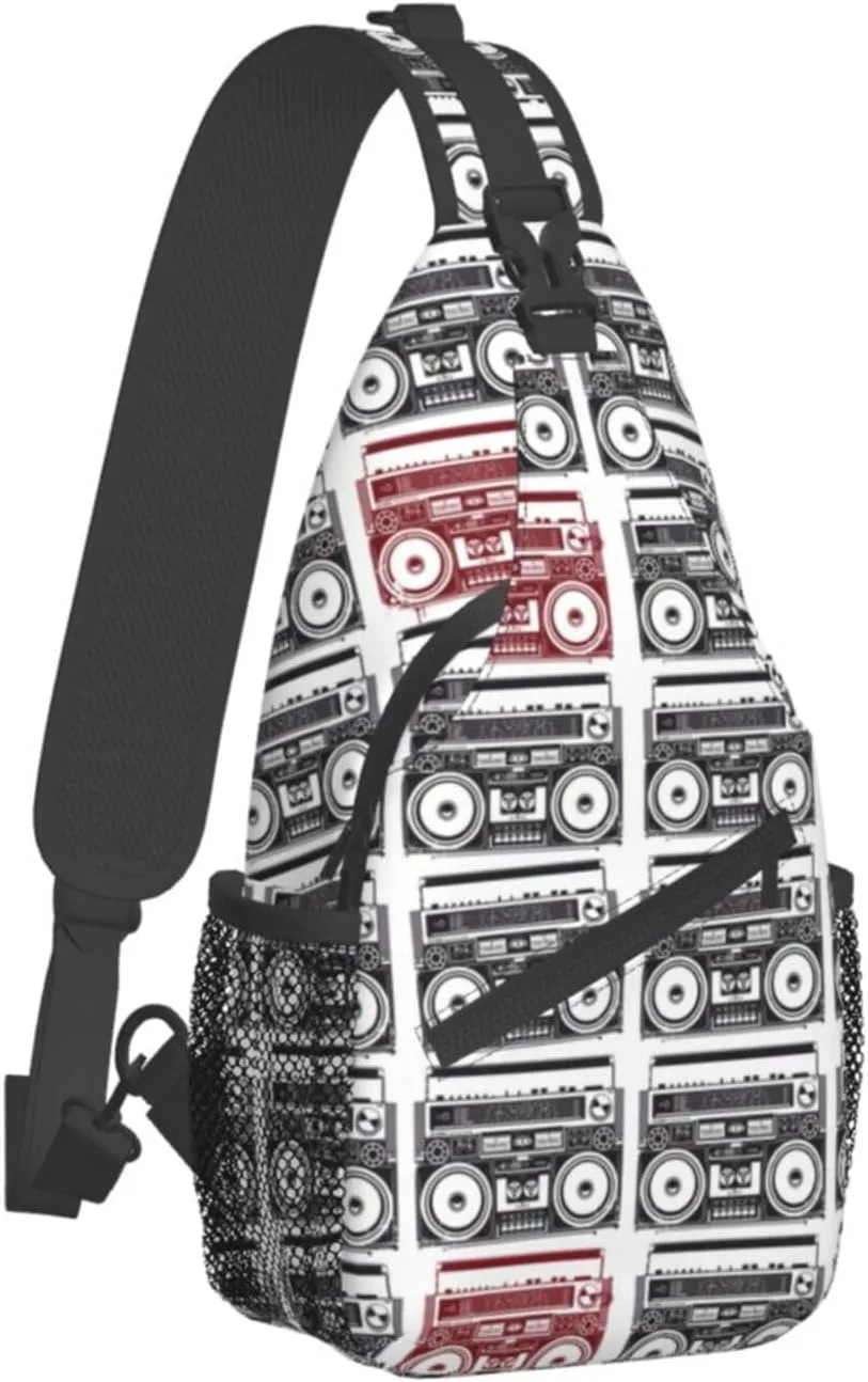 Retro Cassettes Crossbody Bag Recorder Shoulder Bag Backpack Retro Sling Bag Chest Casual Daypack Outdoor