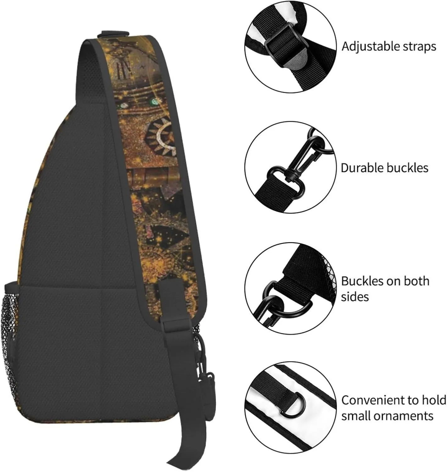 Retro Steampunk Crossbody Bag Clocks Shoulder Bag Backpack Steampunk Sling Bag Chest Casual Daypack