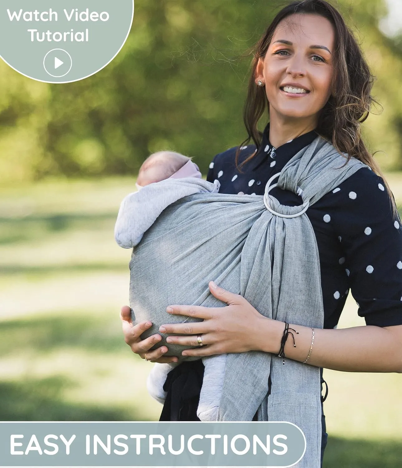 Ring Sling Baby Carrier 100% Cotton Muslin Front and Chest Newborn to Toddler Carrier and Baby Sling (Dark Grey)