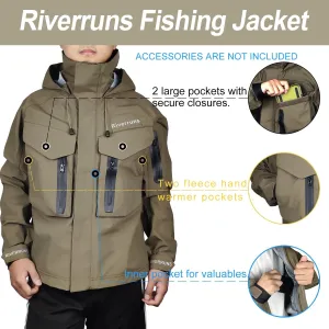 Riverruns Fishing Wading Jacket, Breathable Outdoor Fly Fishing Rain Coat