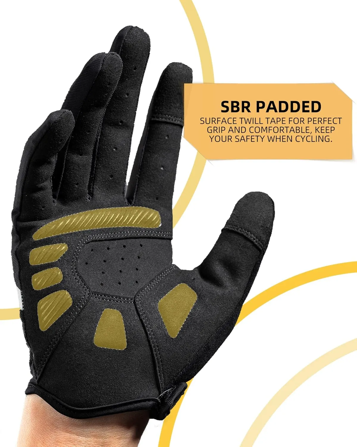 ROCKBROS Mountain Bike Gloves for Men - Anti-Slip, Breathable Full Finger Biking Gloves for Outdoor Sports