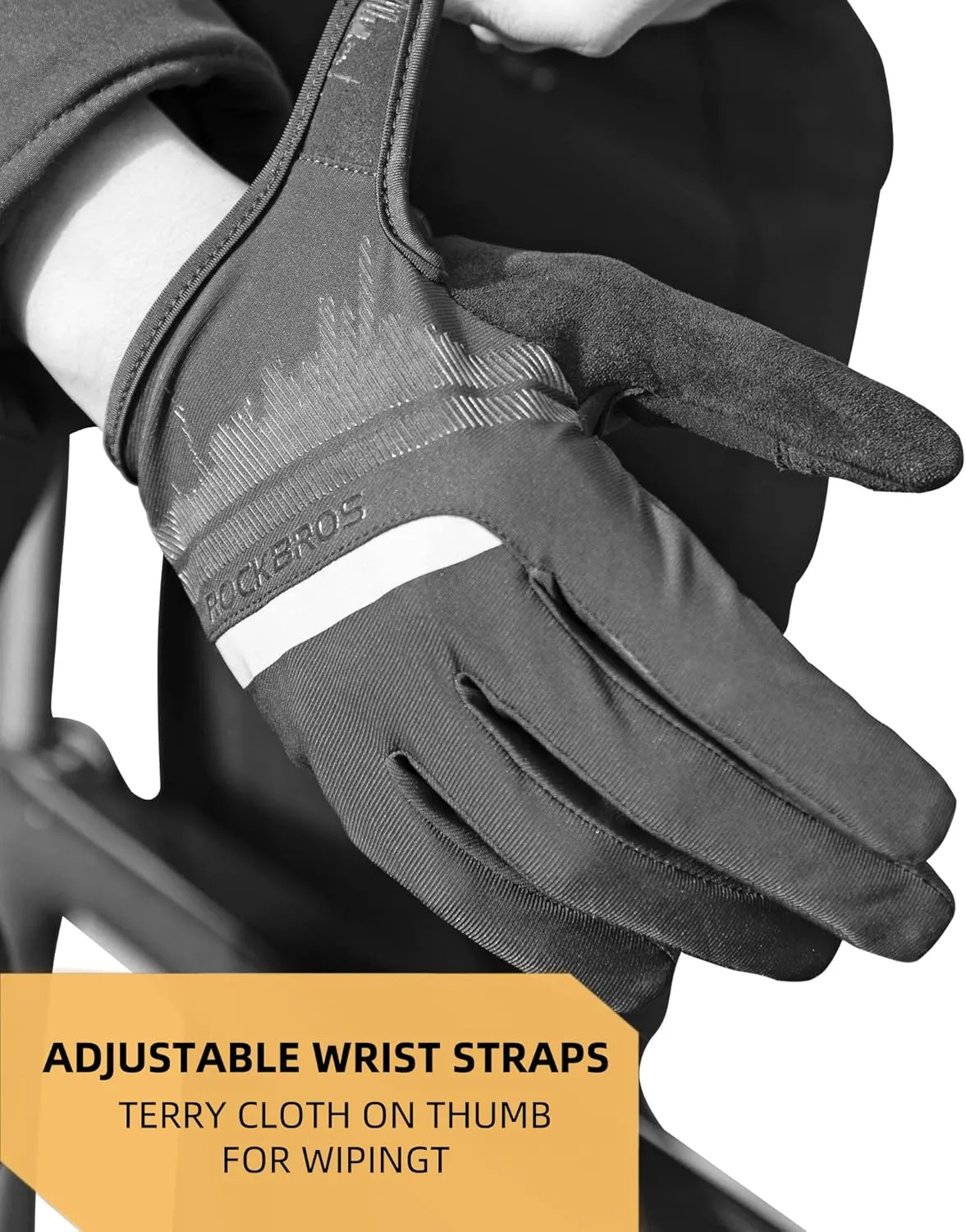 ROCKBROS Mountain Bike Gloves for Men - Anti-Slip, Breathable Full Finger Biking Gloves for Outdoor Sports